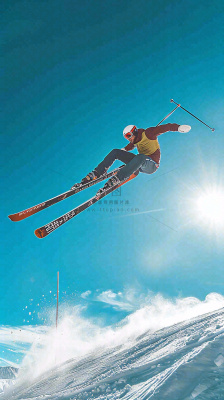 冬季冰雪极限滑雪旅行比赛，体育运动摄影图