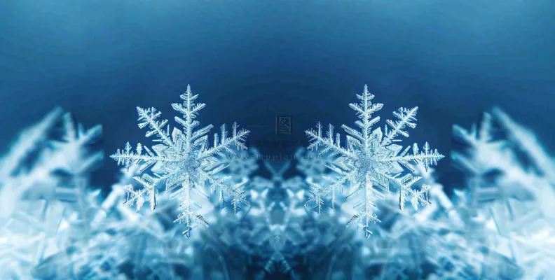 冬季雪花水晶蓝色寒冷小寒大寒大雪摄影图