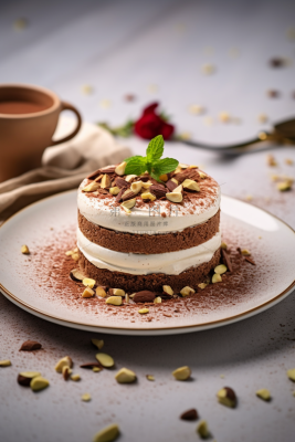 可可巧克力蛋糕水果蛋糕下午茶美食甜点摄影图