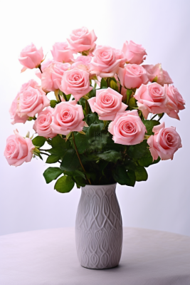 粉玫瑰花花瓶家居摄影图