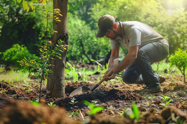 植树树苗保护环境摄影图
