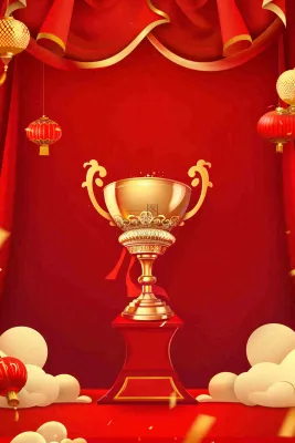 销量冠军销售红色大气奖杯背景