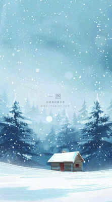 冬天白雪覆盖寒冷唯美雪景大寒插画背景
