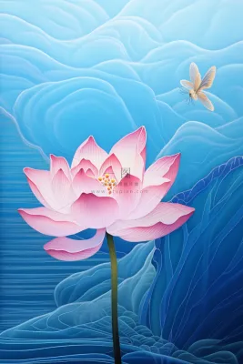 简约大气荷花荷叶蓝色清新背景 简约大气荷花荷叶蓝色清新背景