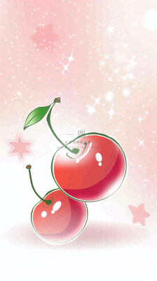 粉色樱桃水果梦幻唯美弥散风插画背景