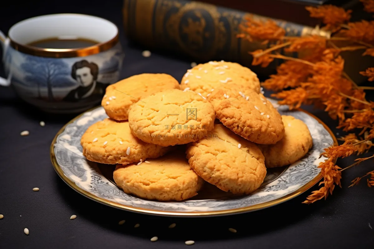 曲奇饼饼干酥脆下午茶美味零食美食摄影图
