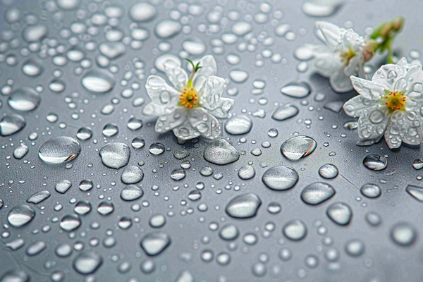 雨天掉落的白色花朵雨水谷雨寒露摄影图