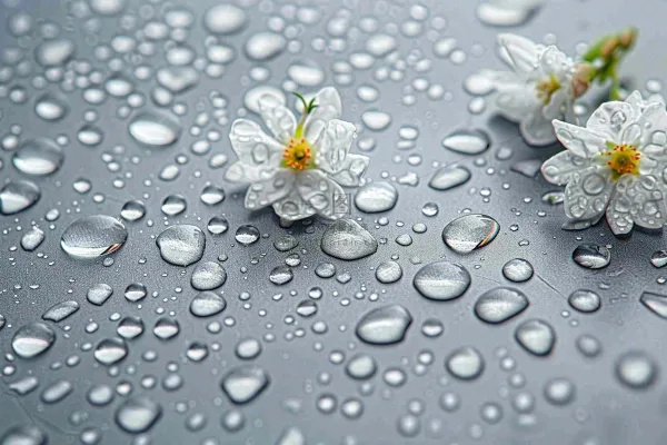 雨天掉落的白色花朵雨水谷雨寒露摄影图