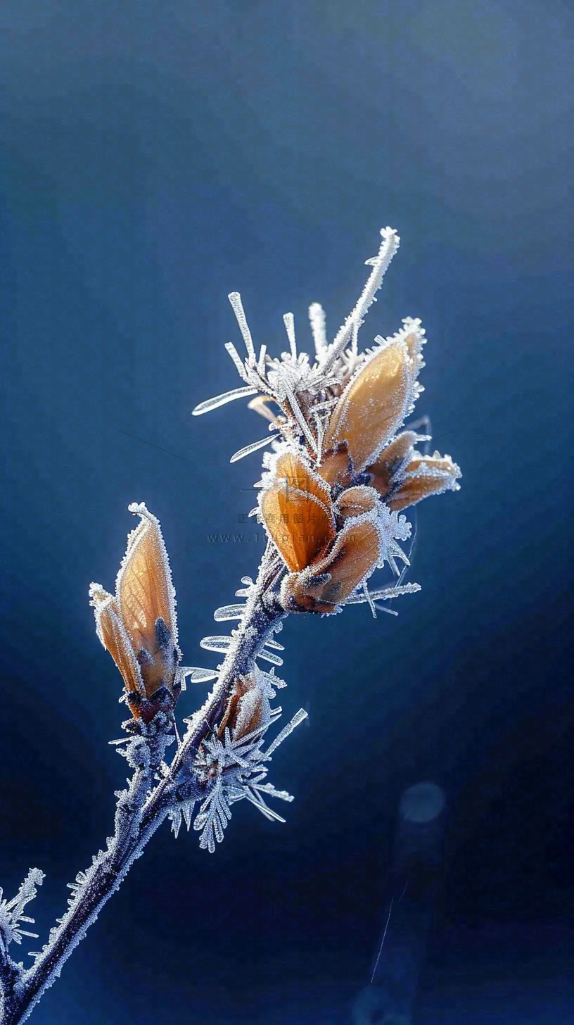 冬天白霜覆盖的植物立冬霜降小雪大雪冬至摄影图