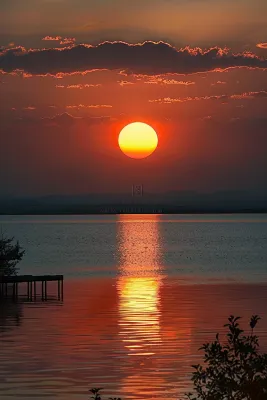 夏日落日海报沙滩晚霞摄影图