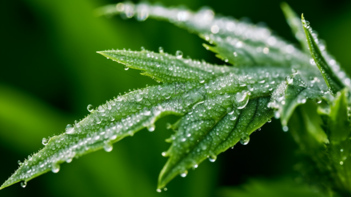 白霜覆盖在绿叶植物霜降摄影图 