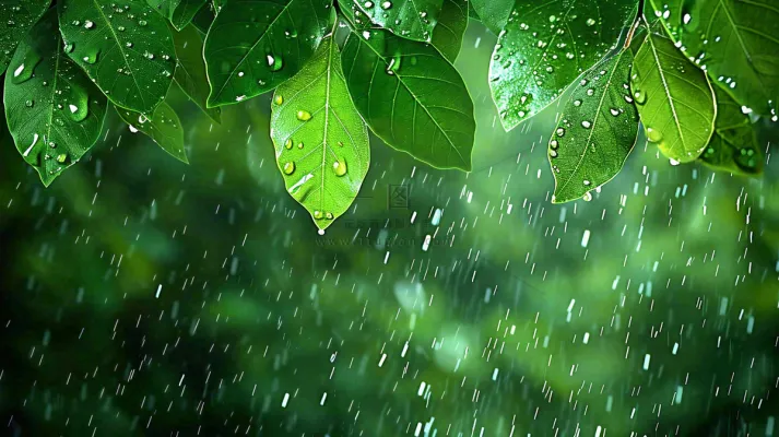 春天雨水森林植物的雨滴谷雨摄影图