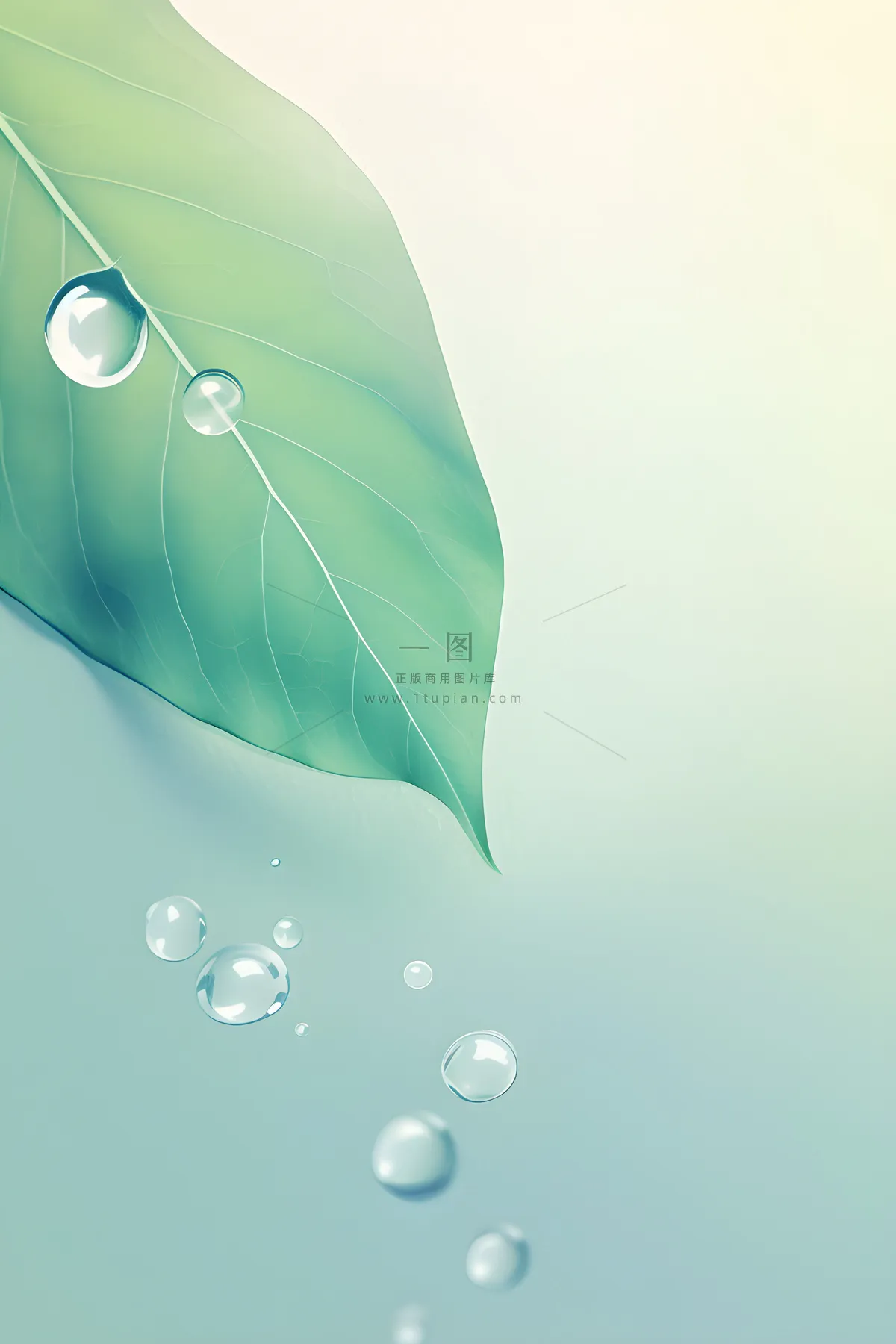 简约清新渐变黄绿色树叶纹理背景