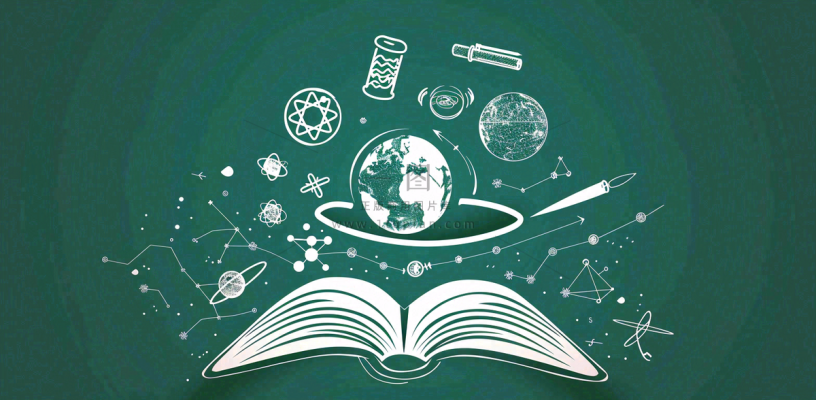 书本知识海洋遨游绿色黑板世界读书日创意插画背景