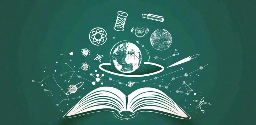 书本知识海洋遨游绿色黑板世界读书日创意插画背景