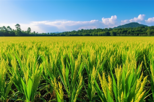 农田里的绿色稻苗稻谷摄影图