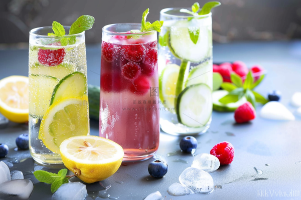 夏日冰镇汽水气泡果酒饮料摄影图