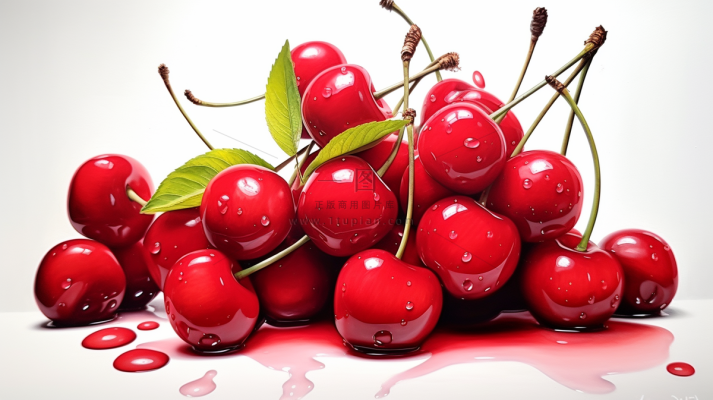 樱桃车厘子水果彩铅水彩插画插图背景