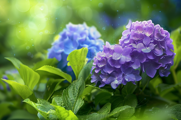 蓝紫绣球花鲜花摄影图