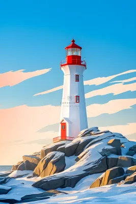 海边灯塔蓝色简约背景 海边灯塔蓝色简约背景