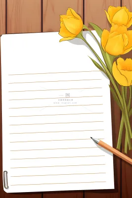 康乃馨黄色纸张笔唯美背景 康乃馨黄色纸张笔唯美背景