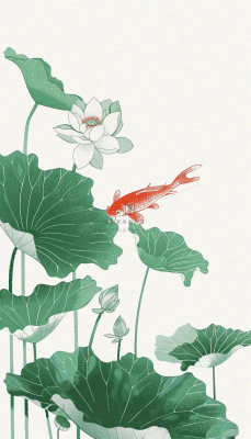 夏天荷花荷叶清凉小清新淡雅立夏夏至暑插画背景 夏天荷花荷叶清凉小清新淡雅立夏夏至暑插画背景