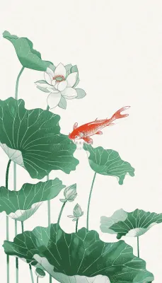 夏天荷花荷叶清凉小清新淡雅立夏夏至暑插画背景 夏天荷花荷叶清凉小清新淡雅立夏夏至暑插画背景
