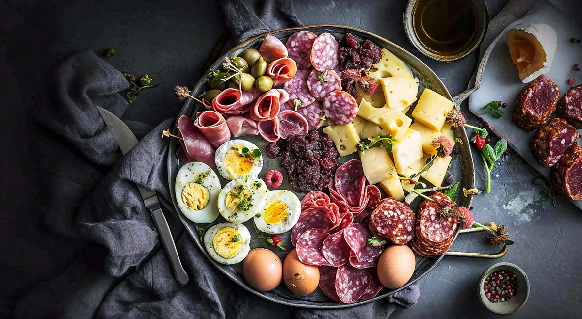 沙拉西餐美食水果鸡蛋牛肉餐具摄影