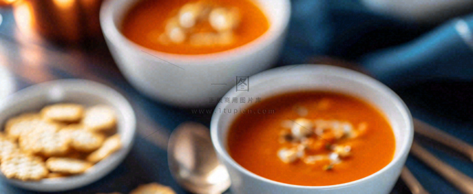 西餐汤类罗宋汤海鲜汤美食餐具摄影图