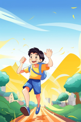 奔跑校园清新花草儿童人物背景 奔跑校园清新花草儿童人物背景
