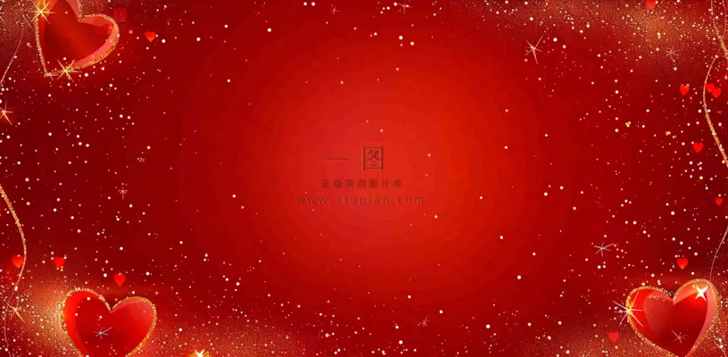 红色爱心闪光金点浪漫妇女节七夕插画背景