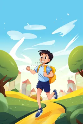 奔跑校园清新花草儿童人物背景 奔跑校园清新花草儿童人物背景