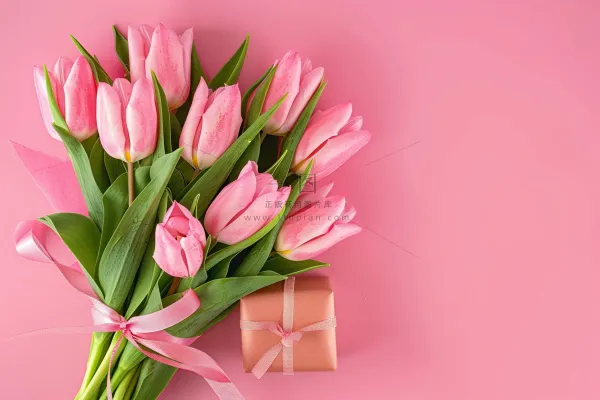 粉色鲜花礼物礼盒妇女节女神节摄影图