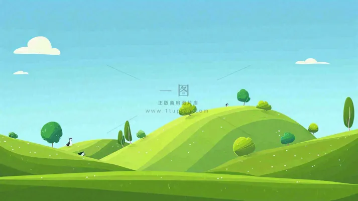 春天郊游青草树木动物蓝天清新，春分