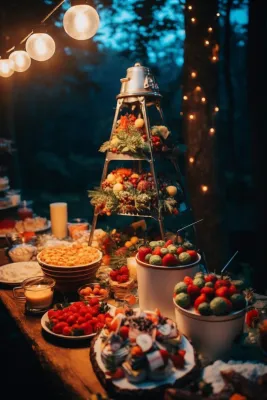 圣诞节日聚餐晚餐美食摄影图