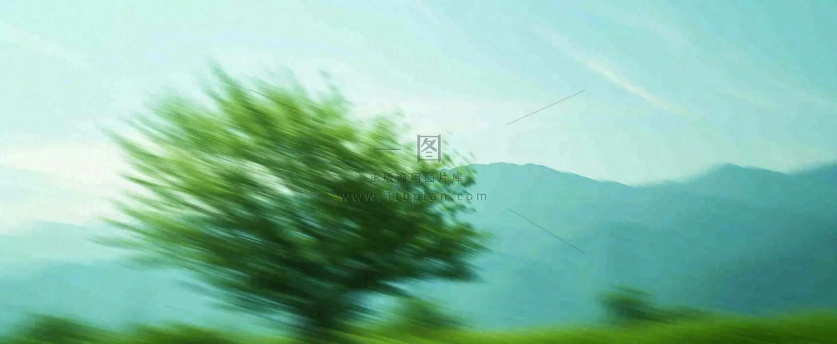 高山模糊绿树植物光影,大自然摄影图