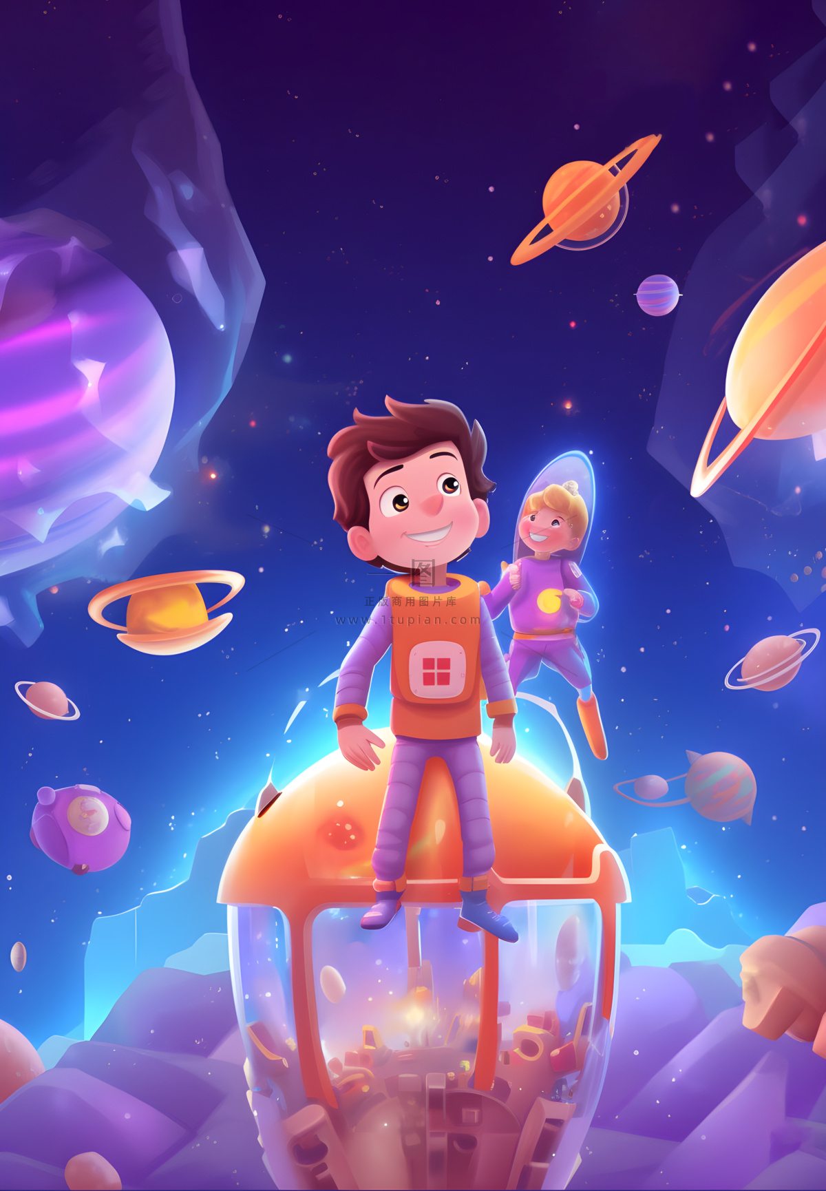 宇航员太空宇宙插画海报素材背景