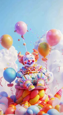 卡通插画马戏团小丑搞怪娱乐快乐表演愚人节插画背景