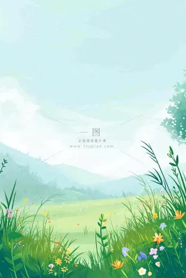 春日郊游草坪小路小花踏青手绘插画,立春春分 春日郊游草坪小路小花踏青手绘插画,立春春分