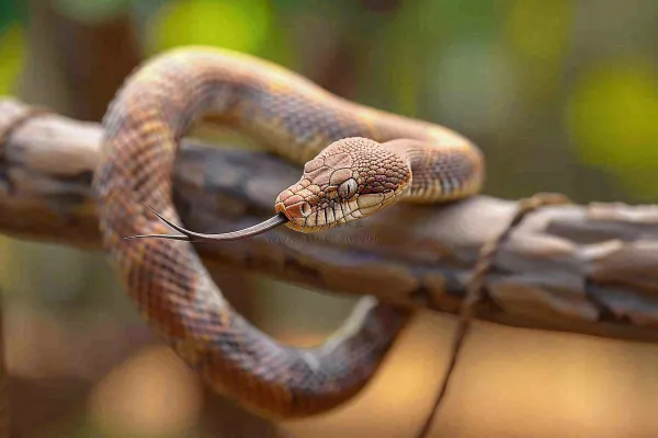 蛇盘踞在树枝上爬行动物摄影图