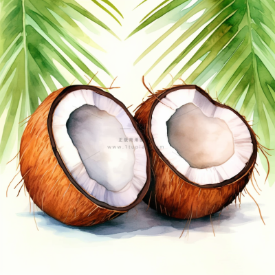 夏日椰子清凉插画素材