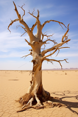 干旱干枯树木缺水干裂土地摄影图