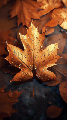 秋天水面水珠落叶黄色秋叶,故事感秋分 秋天水面水珠落叶黄色秋叶,故事感秋分