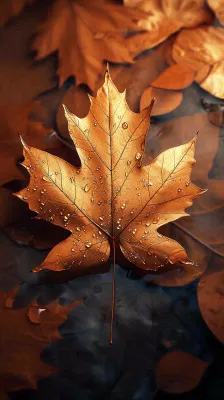 秋天水面水珠落叶黄色秋叶,故事感秋分 秋天水面水珠落叶黄色秋叶,故事感秋分