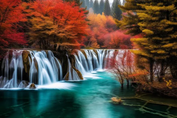 秋季风景九寨沟摄影图