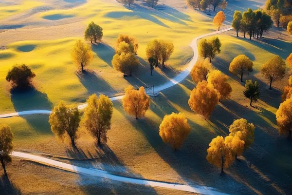 秋天新疆树木秋景摄影图
