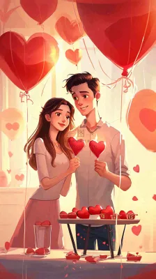 甜蜜情人节情侣爱情陪伴，爱心520温馨