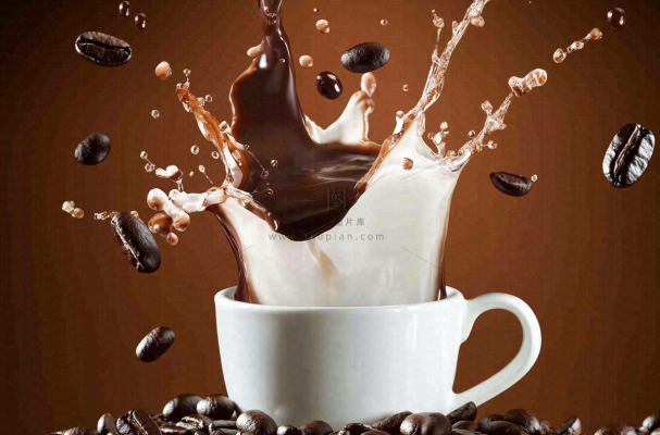 咖啡与牛奶的碰撞水花四溅饮品创意摄影图