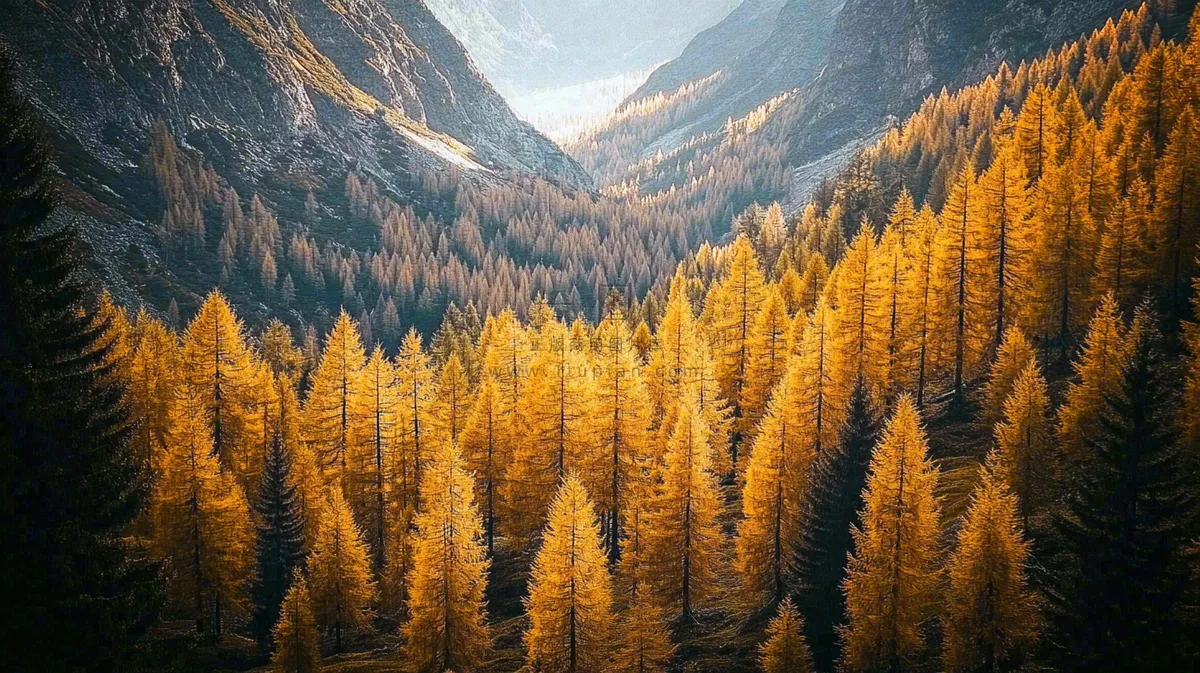 秋天深山森林黄叶大自然风光摄影图