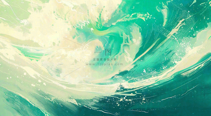 端午节水浪花绿色创意插画背景 端午节水浪花绿色创意插画背景